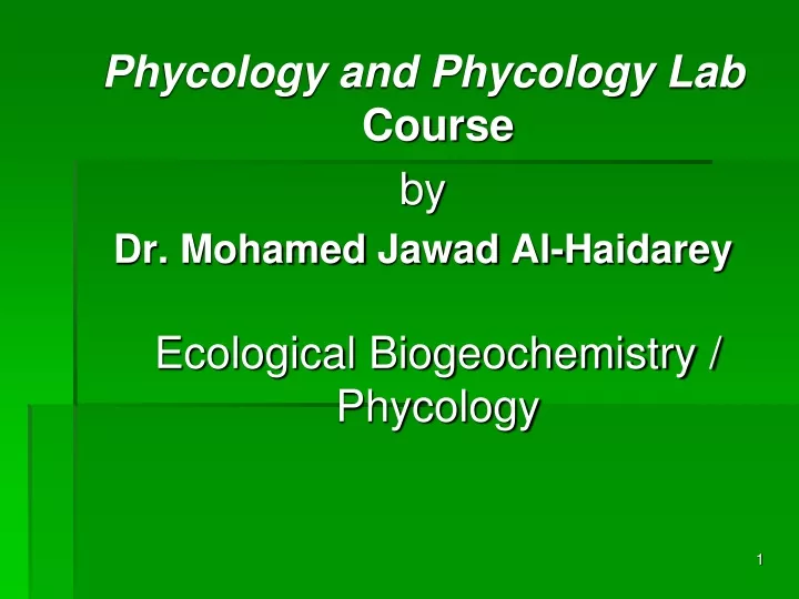 phycology and phycology lab course by dr mohamed