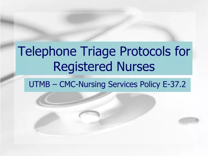 telephone triage protocols for registered nurses