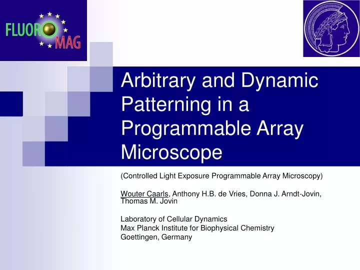 arbitrary and dynamic patterning in a programmable array microscope