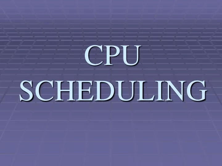 cpu scheduling