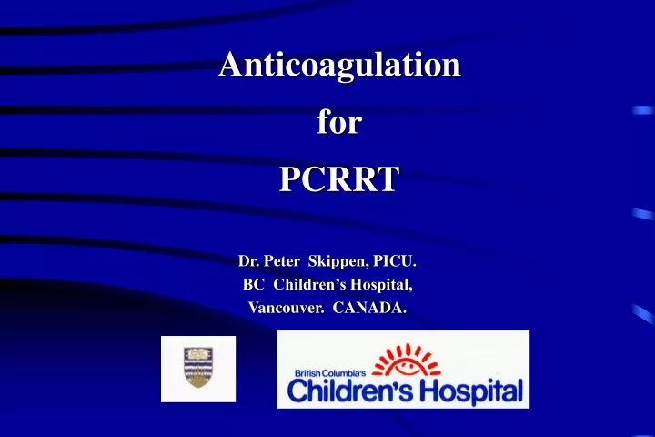 anticoagulation for pcrrt