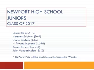 Newport High School  juniors Class of 2017