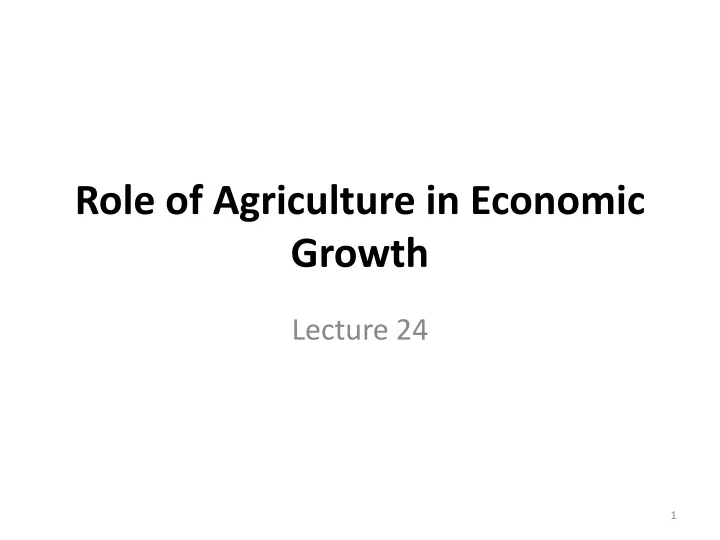 role of agriculture in economic growth