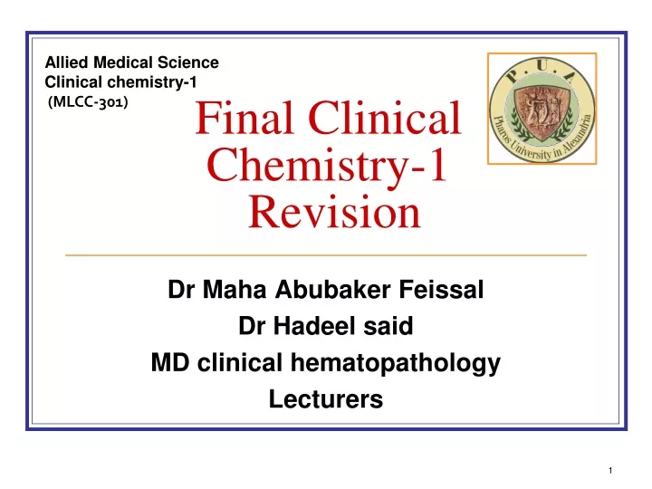 final clinical chemistry 1 revision