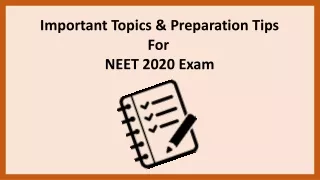 NEET 2020 Exam Preparation Guide