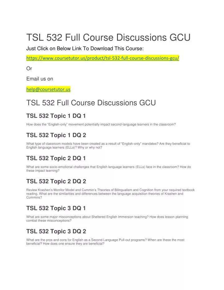 tsl 532 full course discussions gcu