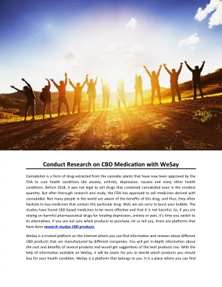 Conduct Research on CBD Medication with WeSay