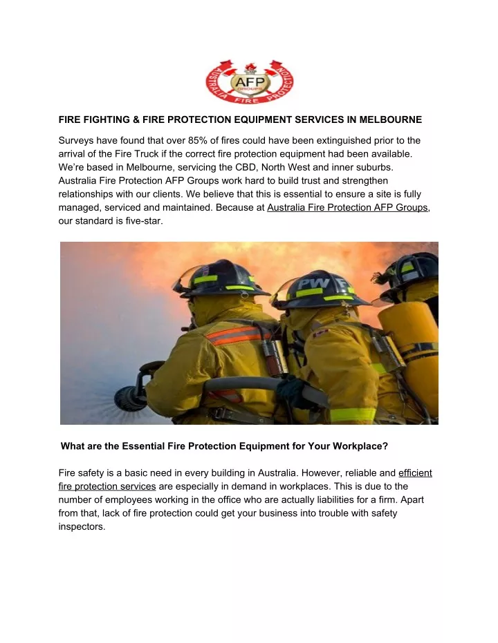 fire fighting fire protection equipment services