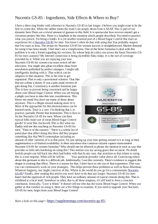 Nucentix GS-85 : Ingredients, Side Effects & Where to Buy?