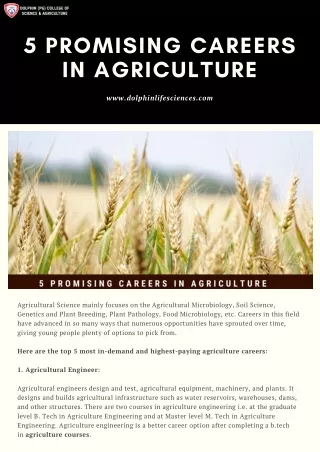 5 Promising Careers in Agriculture