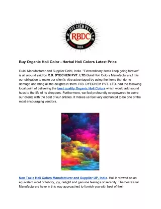Organic Holi Color - Herbal Holi Colors Latest Price