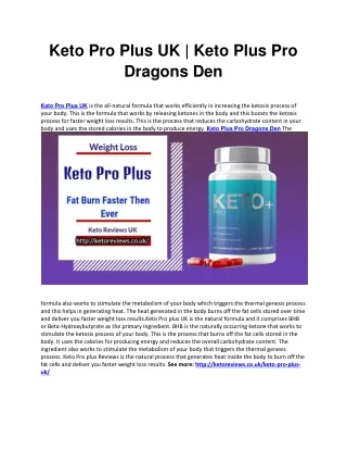 Keto Plus Pro Dragons Den