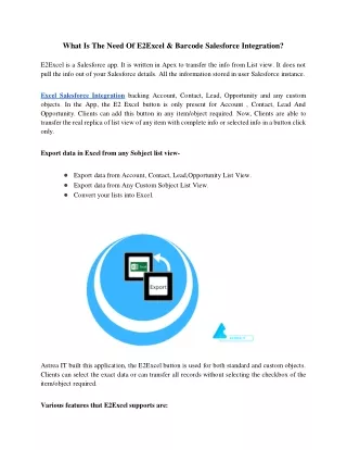 What Is The Need Of E2Excel & Barcode Salesforce Integration?