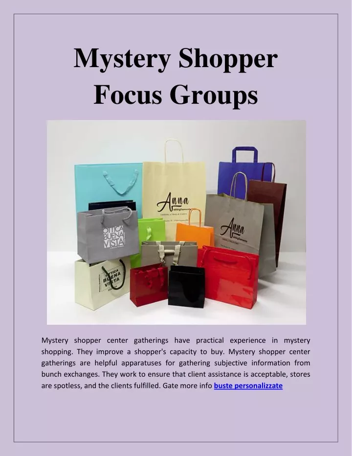 mystery shopper focus groups