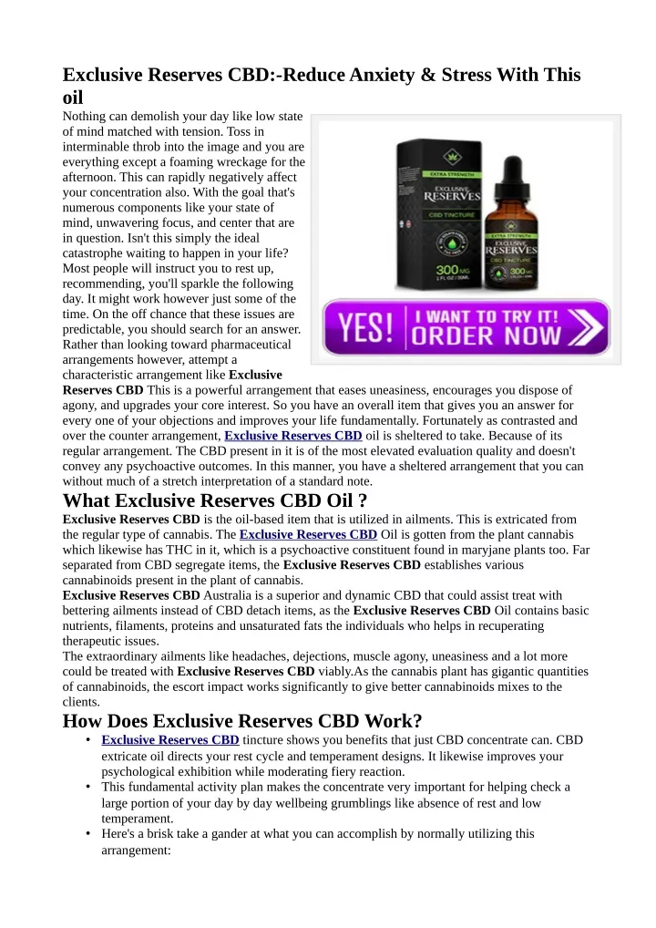 exclusive reserves cbd reduce anxiety stress with