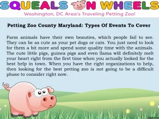 Types of Educational and Interactive Petting Zoo - Squeals on Wheels