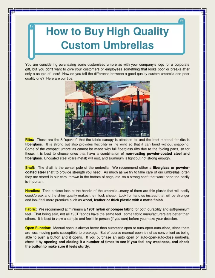 how to buy high quality custom umbrellas