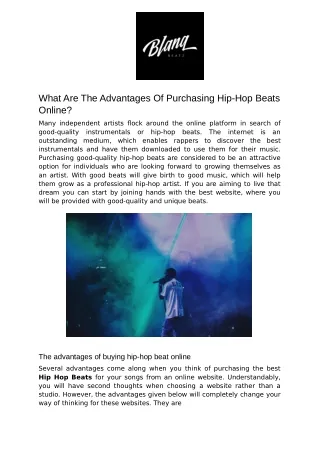 What Are The Advantages Of Purchasing Hip-Hop Beats Online?