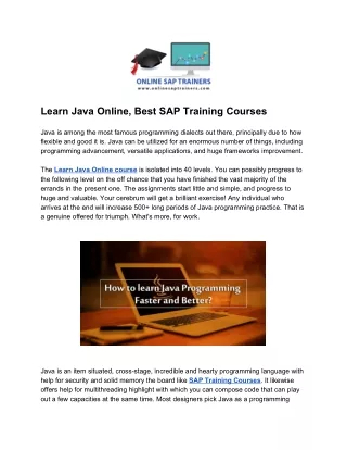 Learn Java Online| Best SAP Training Courses