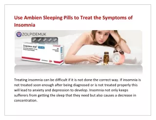 Use Ambien Sleeping Pills to Treat the Symptoms of Insomnia