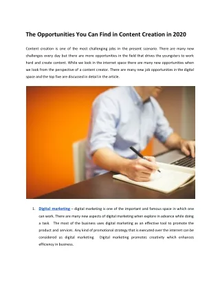 The Opportunities You Can Find in Content Creation in 2020