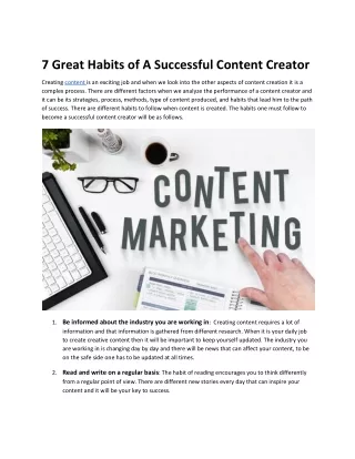 7 Great Habits of A Successful Content Creator