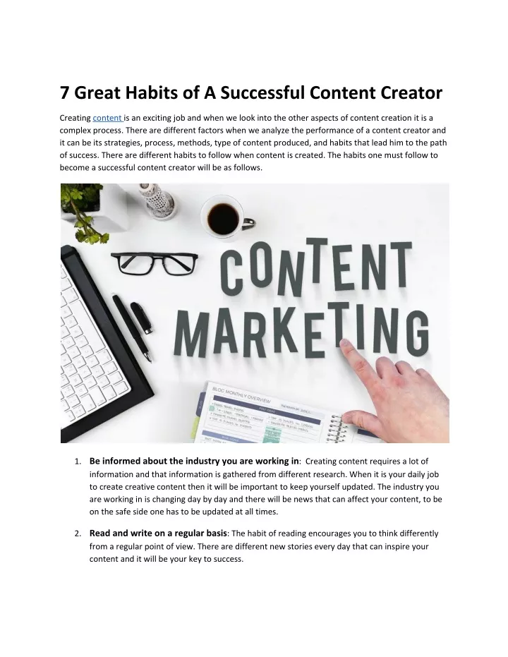 7 great habits of a successful content creator