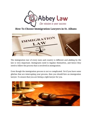 How To Choose Immigration Lawyers in St. Albans