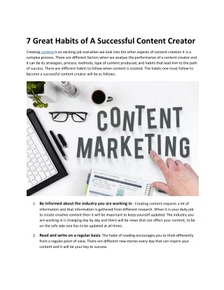 7 great habits of a successful content creator