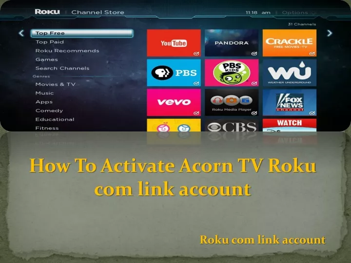 how to activate acorn tv roku com link account
