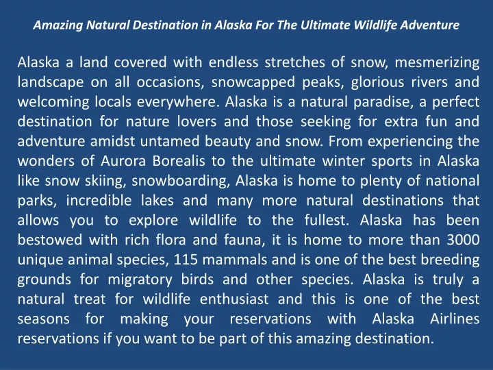 amazing natural destination in alaska for the ultimate wildlife adventure