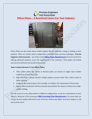 Pillow Plates – A Beneficial Choice For Your Industry