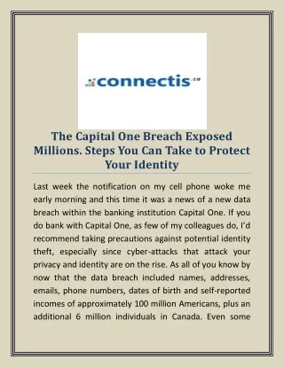 The Capital One Breach Exposed Millions. Steps You Can Take to Protect Your Identity