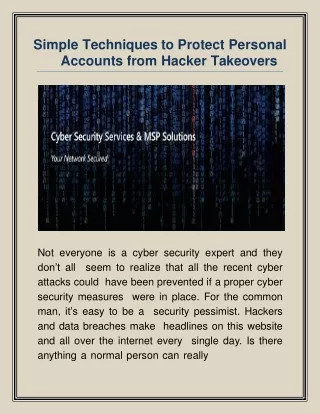 Simple Techniques to Protect Personal Accounts from Hacker Takeovers