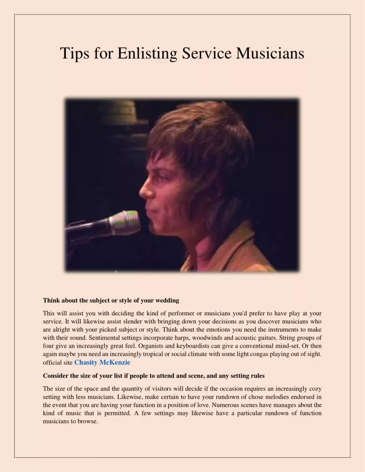 tips for enlisting service musicians
