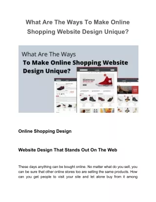 What Are The Ways To Make Online Shopping Website Design Unique?