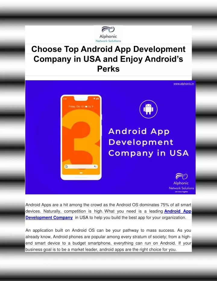 choose top android app development company