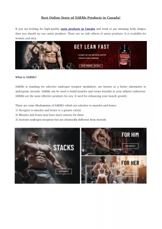 Best Online Store of SARMs Products in Canada!