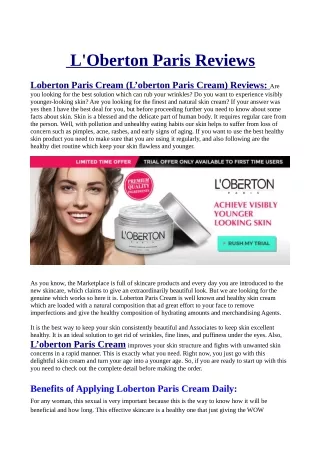 Loberton Paris Cream -Wrinkle Freezing Moisturizer, Reviews, Price & Buy!