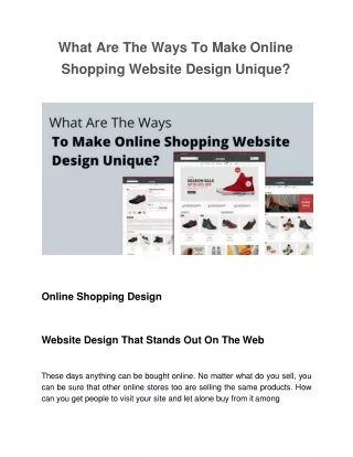 what are the ways to make online shopping website design unique