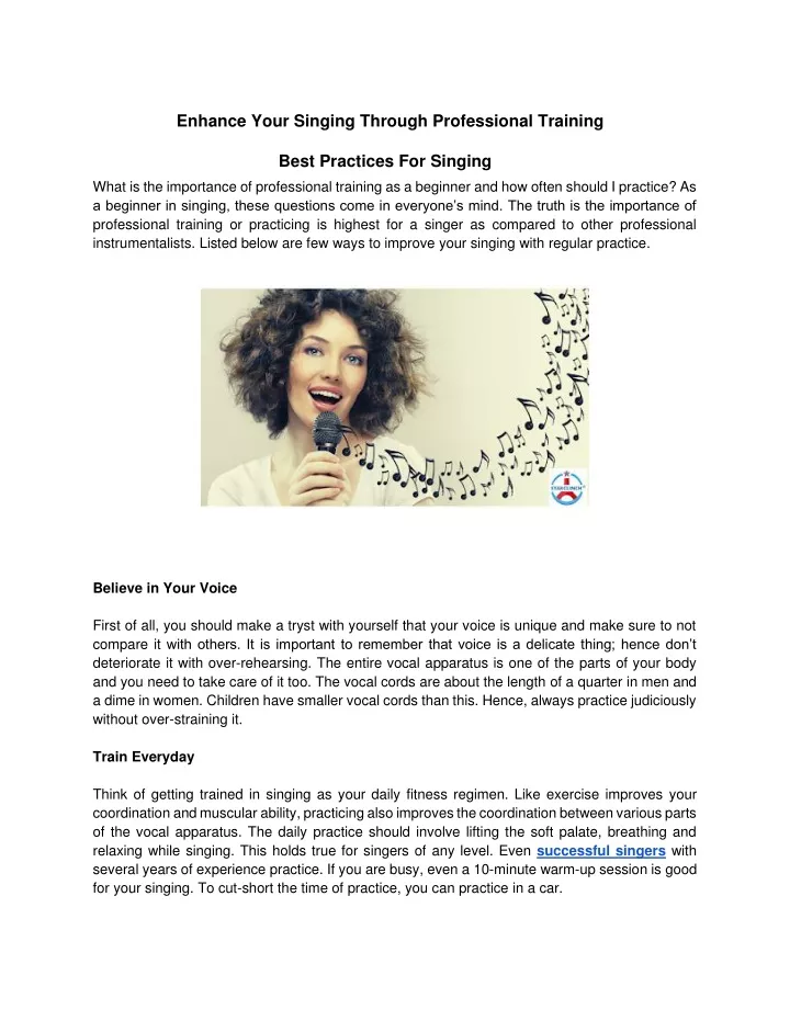 enhance your singing through professional training