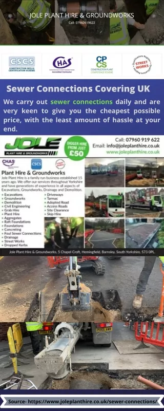 Sewer connection UK | Jole Plant Hire & Groundworks