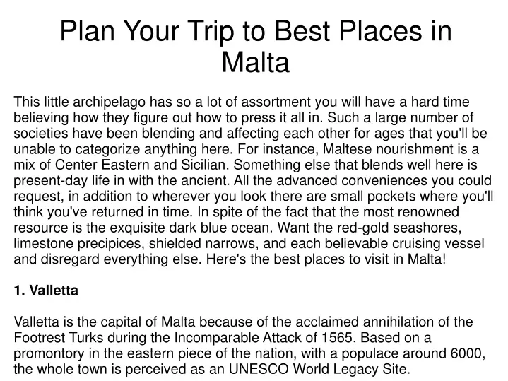 plan your trip to best places in malta