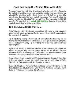 k ch b n b ng d u23 vi t nam afc 2020