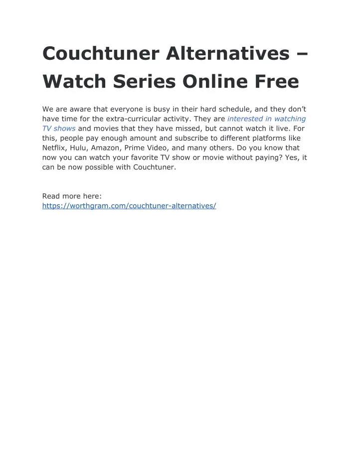 couchtuner alternatives watch series online free