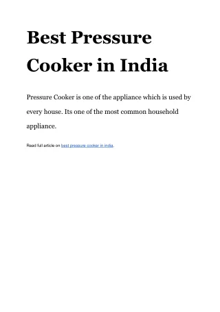 Best 5 Pressure Cooker in India