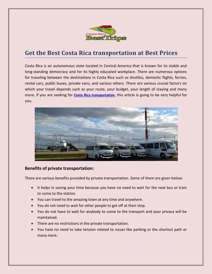 get the best costa rica transportation at best