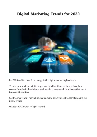 Digital Marketing Trends for 2020