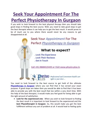 Seek Your Appointment For The Perfect Physiotherapy In Gurgaon