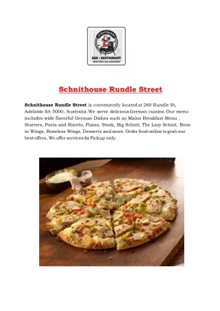 5% Off - Schnithouse Rundle Street Menu - German restaurant in Adelaide, SA